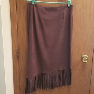 Fringed Denim & Co BROWN Skirt XL